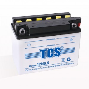 TCS motorcycle battery dry charged lead acid battery 12N6.5