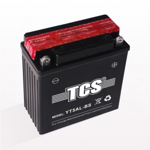 Motorcykel tøropladet vedligeholdelsesfrit batteri YT5AL-BS