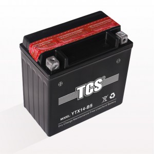 TCS dry charged maintenace free lead acid motorcycle battery YTX14-BS