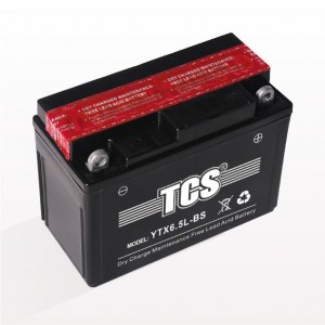 Motorcycle battery dry charged maintenance free TCS YTX6.5L-BS